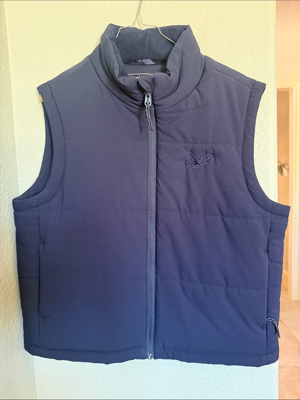Women's Navy Quilted Vest with High Collar
